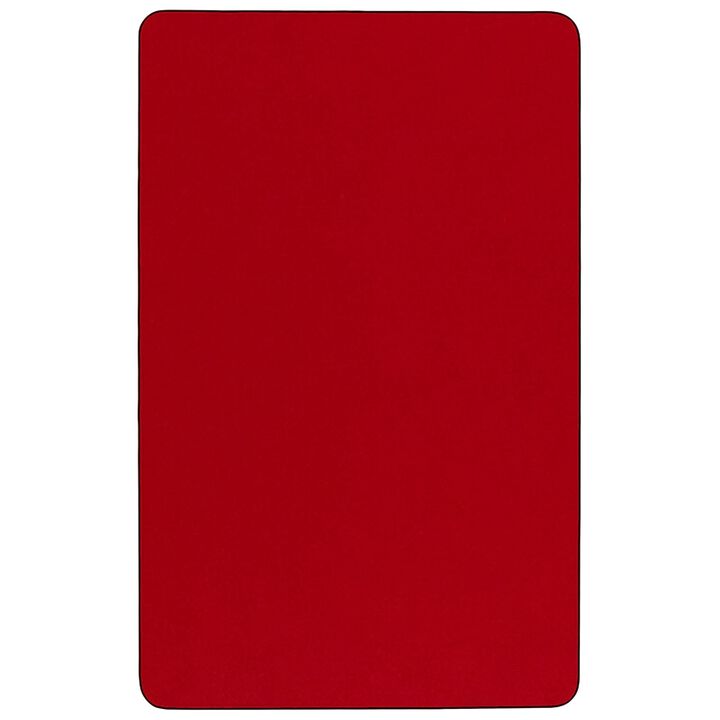 Flash Furniture 30''W x 72''L Rectangular Red Thermal Laminate Activity Table - Height Adjustable Short Legs