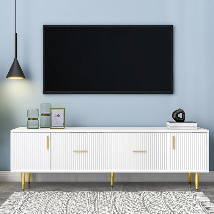 Merax Durable  Modern TV Stand with 5 Champagne Legs
