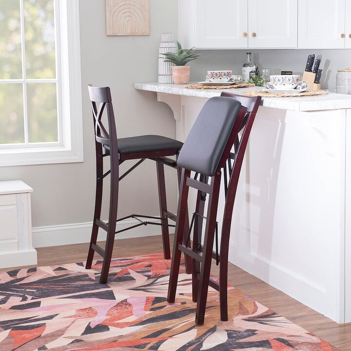 Linon Triena 30 In X Back Folding Bar Stool