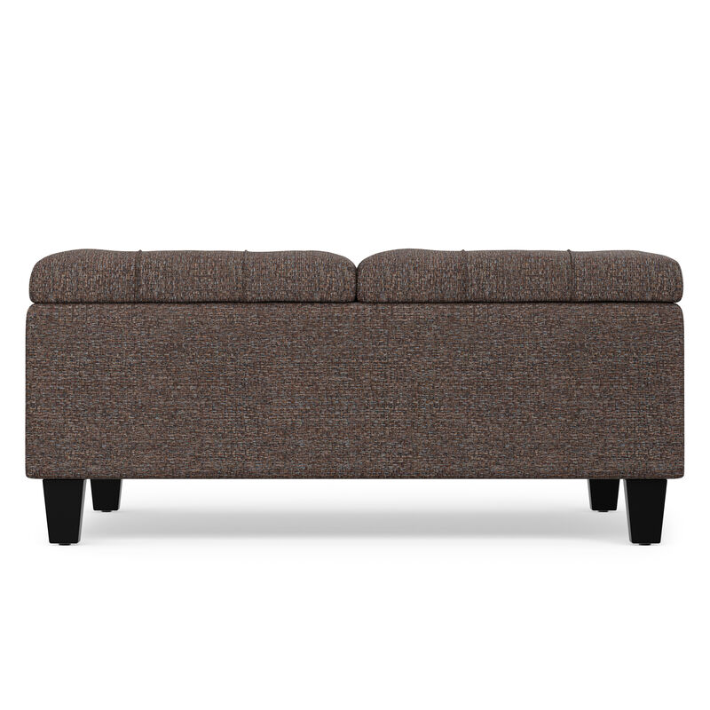 Harrison 36 inch Wide Transitional Square Coffee Table Storage Ottoman in Mink Brown Tweed Look Fabric image number 2