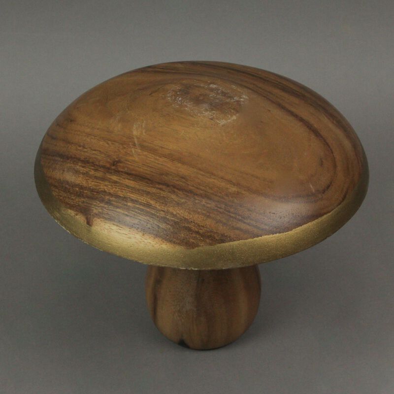 8 Inch Hand Carved Acacia Wood Mushroom Home Decor Sculpture Decorative Statue image number 1