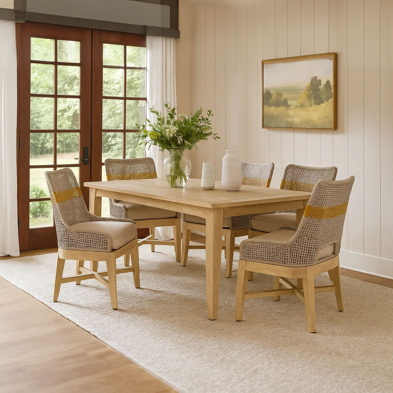 Avira Set of 2 Dining Chairs | Handcrafted Mango Wood | Cotton Rope Weaving | Beige Cushion