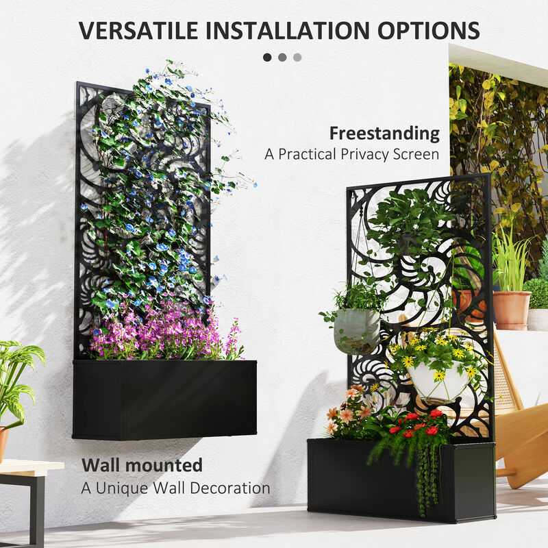 Hivvago Outdoor Metal Planter Box with Built-In Trellis image number 4