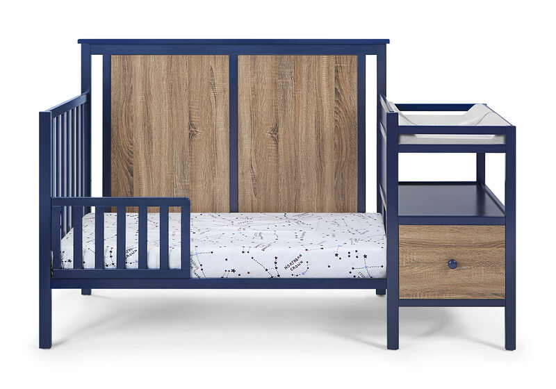 Suite Bebe Connelly 4-in-1 Crib and Changer Combo Midnight Blue/Vintage Walnut