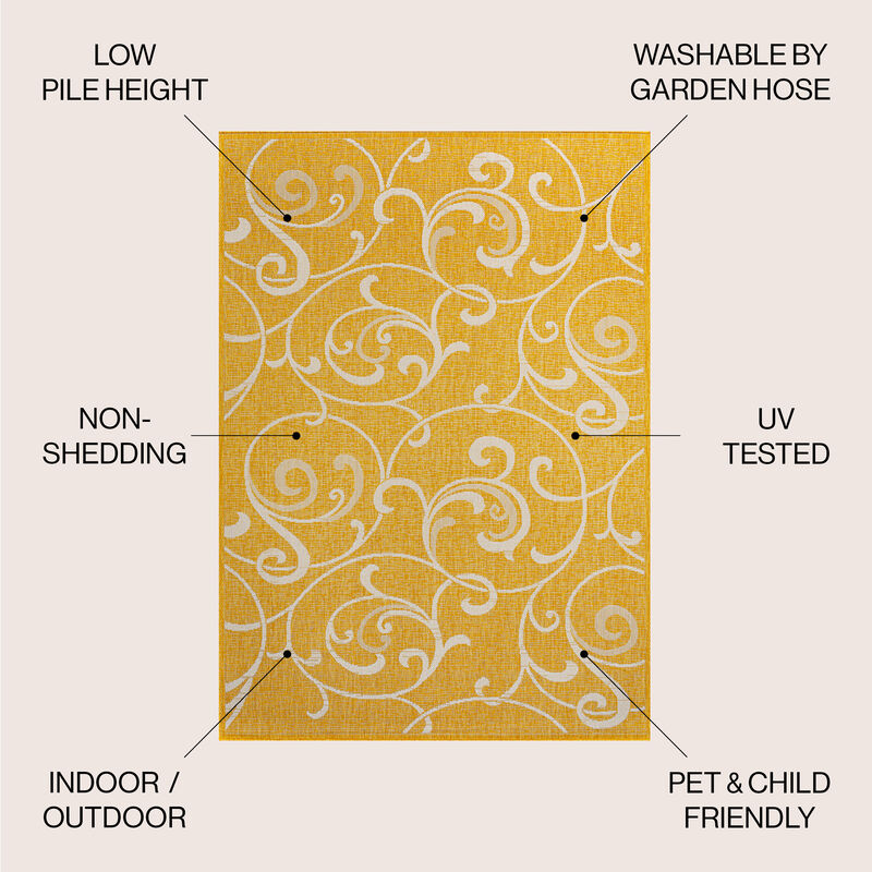 Maribel Traditional Classic All-Over Scroll Indoor/Outdoor Area Rug