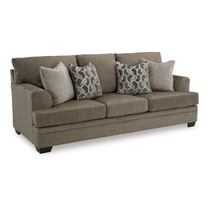 Ead Queen Size Sofa Sleeper, 4 Accent Pillows, Nutmeg Brown Polyester image number 0