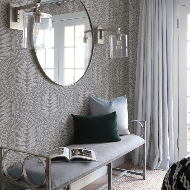 Juno Dark Grey Grey Ogee Wallpaper