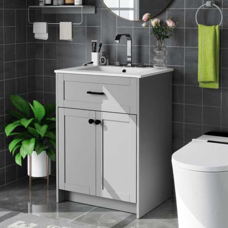 Hivvago Bathroom Vanity Unit with Basin and 2 Doors