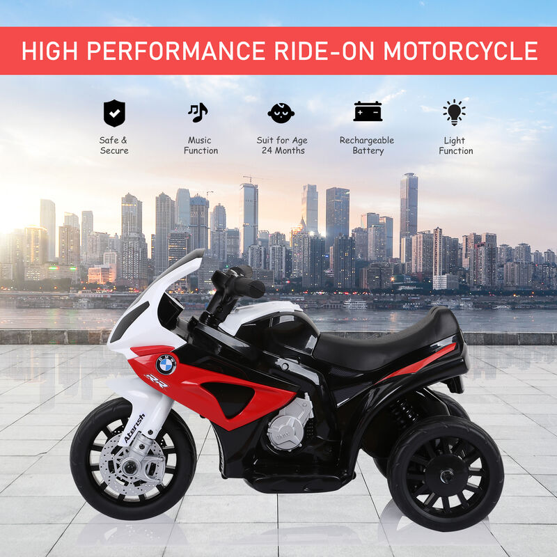 BreeBe 6V 3 Wheeled Electric Motorcycle, Kids Motorcycle Licensed BMW with Headlight, Music image number 5