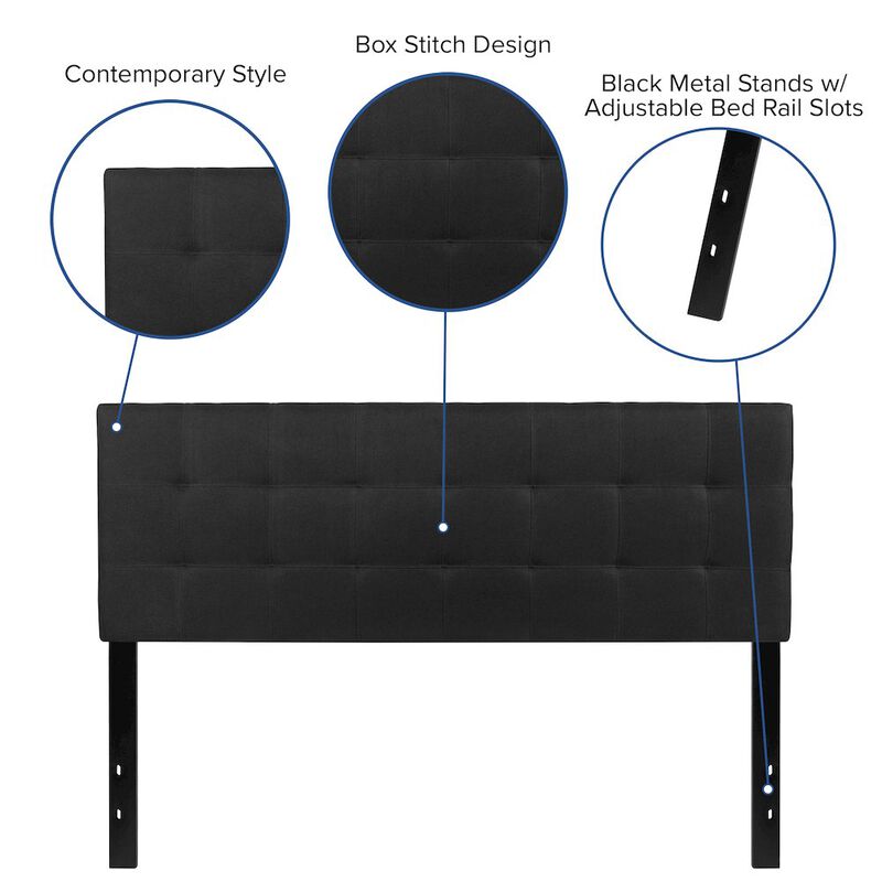 Flash Furniture Tufted Upholstered Queen Size Headboard in Black Fabric image number 1