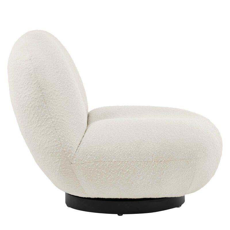 Kindred Boucle Upholstered Upholstered Fabric Swivel Chair White EEI-5486-BLK-IVO image number 4