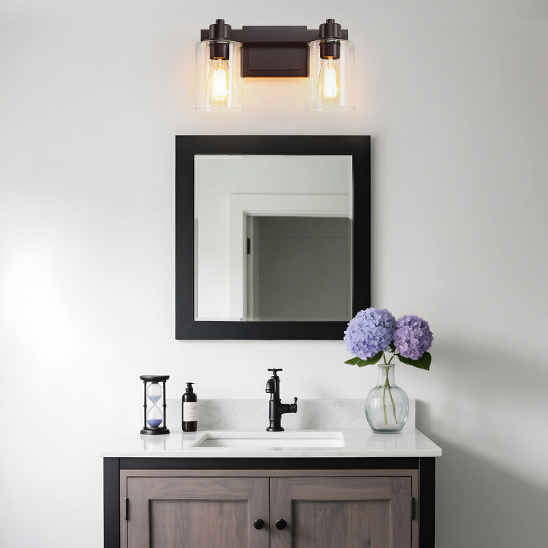 14" 2-Light Dimmable Indoor Wall Sconce with Clear Glass Shades image number 6