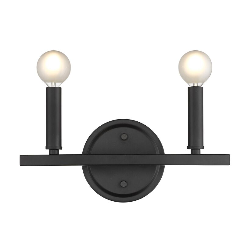 Hivvago Two Light Matte Black Wall Sconce