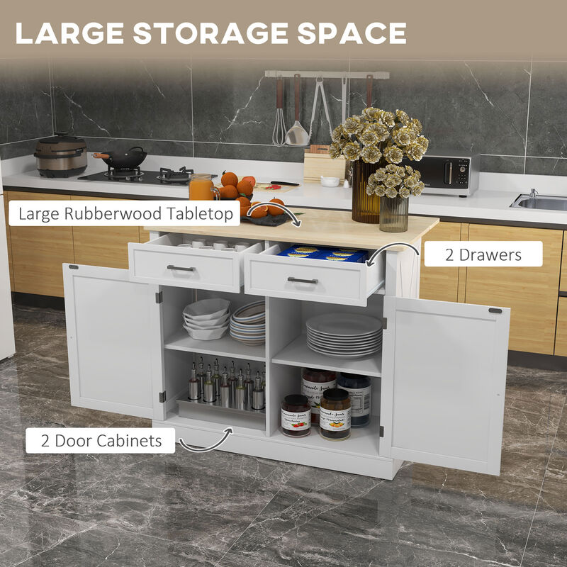 HOMCOM Kitchen Island with Drop Leaf Kitchen Cart with Storage Dark Gray