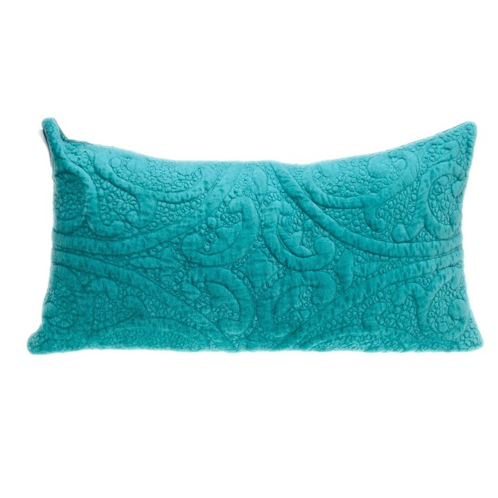 24" Aqua Rectangular Quilted Throw Pillow