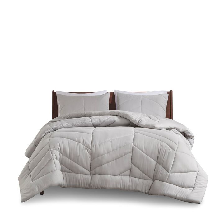 Gracie Mills Solid Quilted Chevron Comforter Set with 350 GSM Polyfill