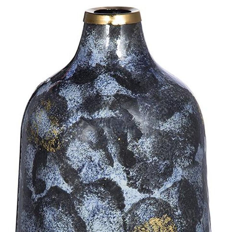 HomeRoots 12" Blue And Gold Abstract Bud Glass Table Vase image number 3