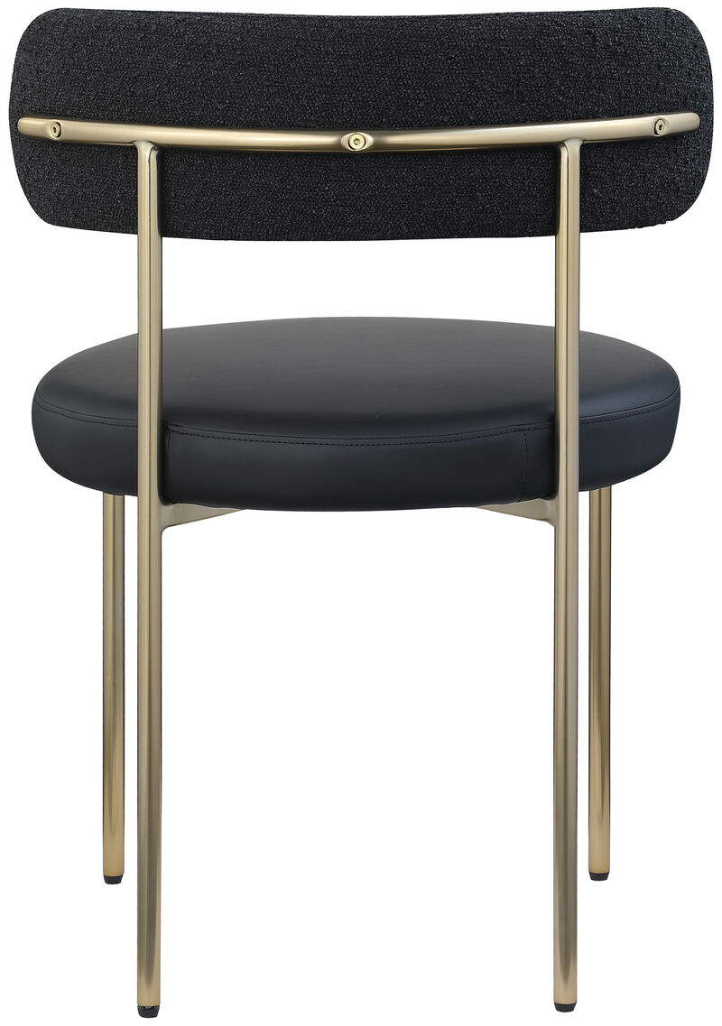 Meridian Furniture Beacon Black Vegan Leather and Boucle Fabric Dining Chair, Set of 2