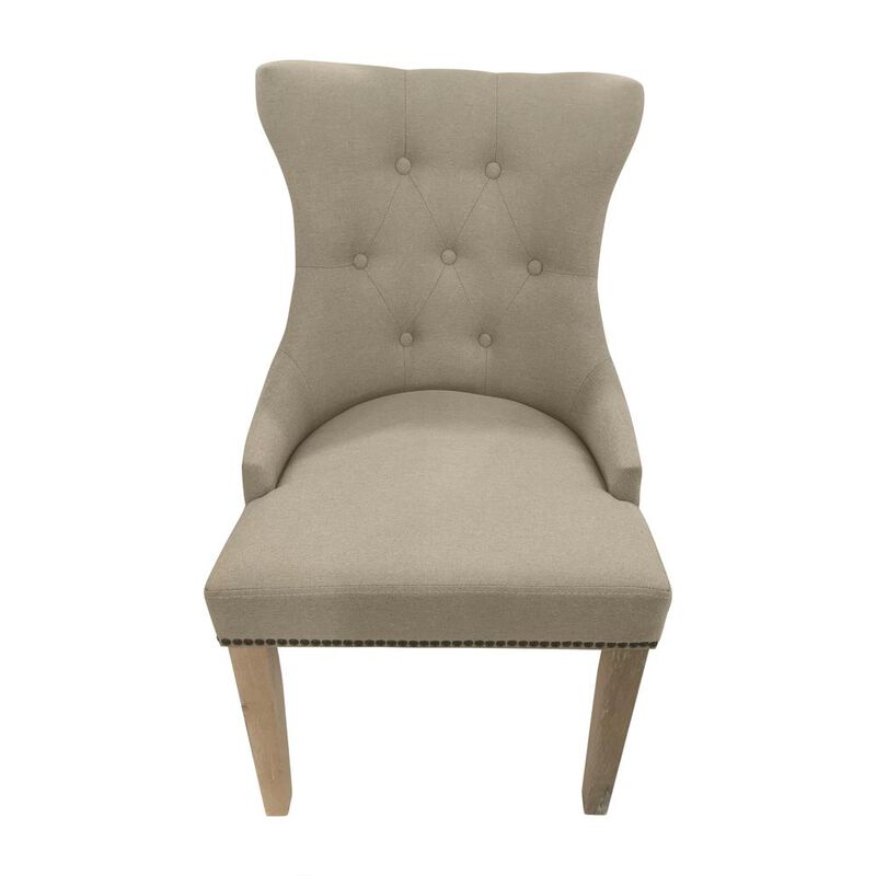 Carolina Living Tufted Back Upholstered Chair - Set of 2 - Natural Driftwood - Linen Upholstery