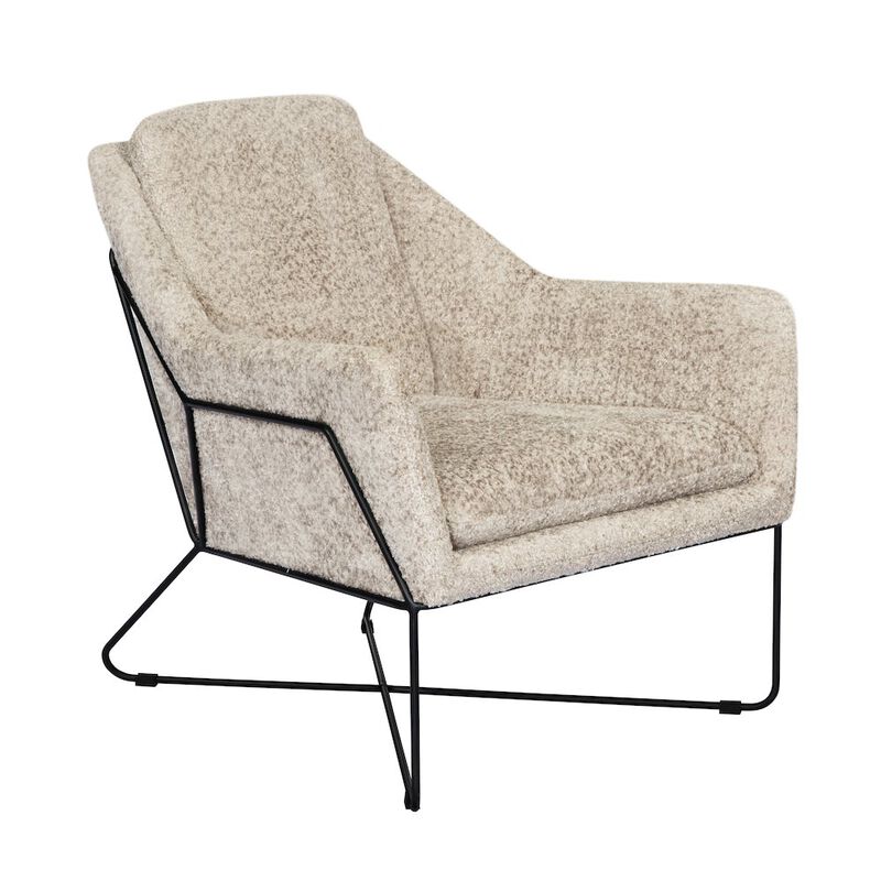 Emilia Lounge Chair in Beige Boucle Fabric