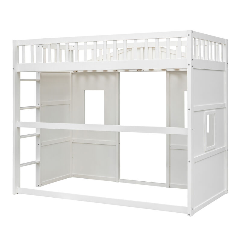 Whisen Elegant Design Twin Size House Loft Bed With Ladder