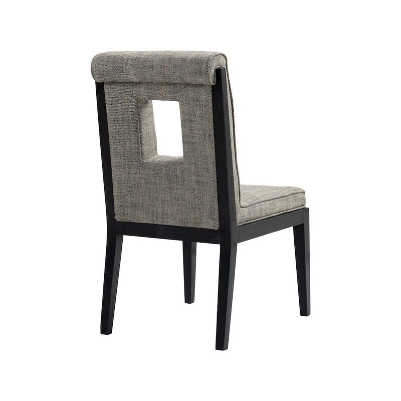 Meridian Furniture Gwendolyn Grey Linen Textured Fabric Dining Side Chair, Set of 2