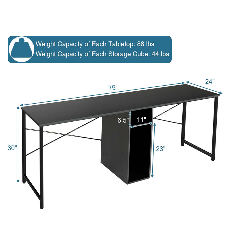 79 Inches Multifunctional Office Desk for 2 Person with Storage