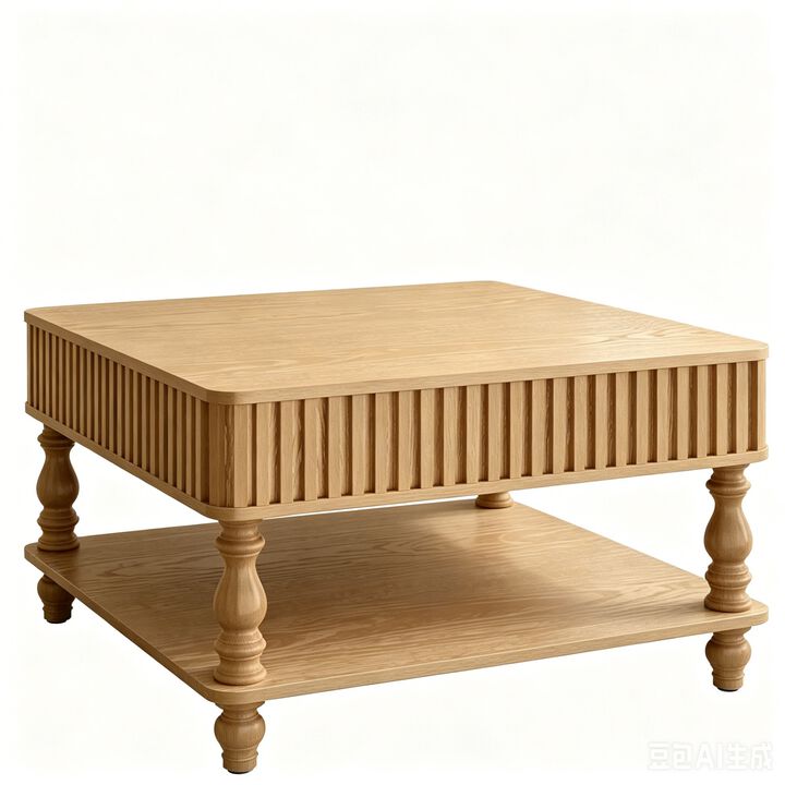 Vixgum Square Fluted Lift-Top Coffee Table