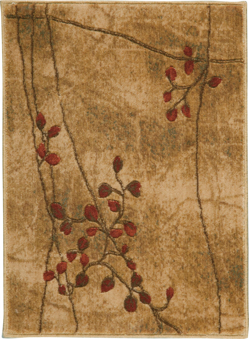 2 X 3 Brown Floral Power Loom Area Rug image number 0
