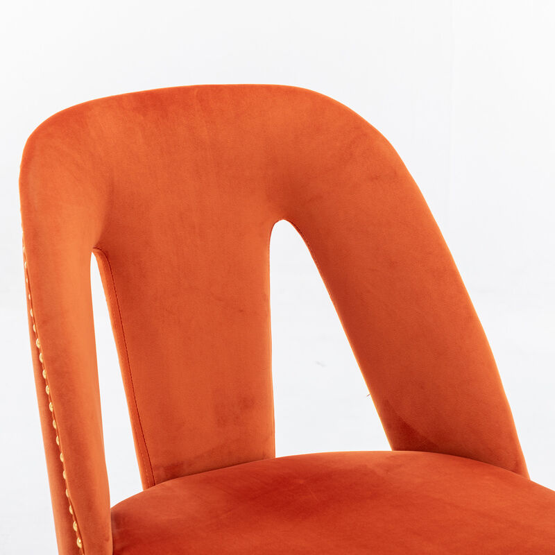 Streamdale Contemporary Velvet Dining Chairs, Orange, Set of 2