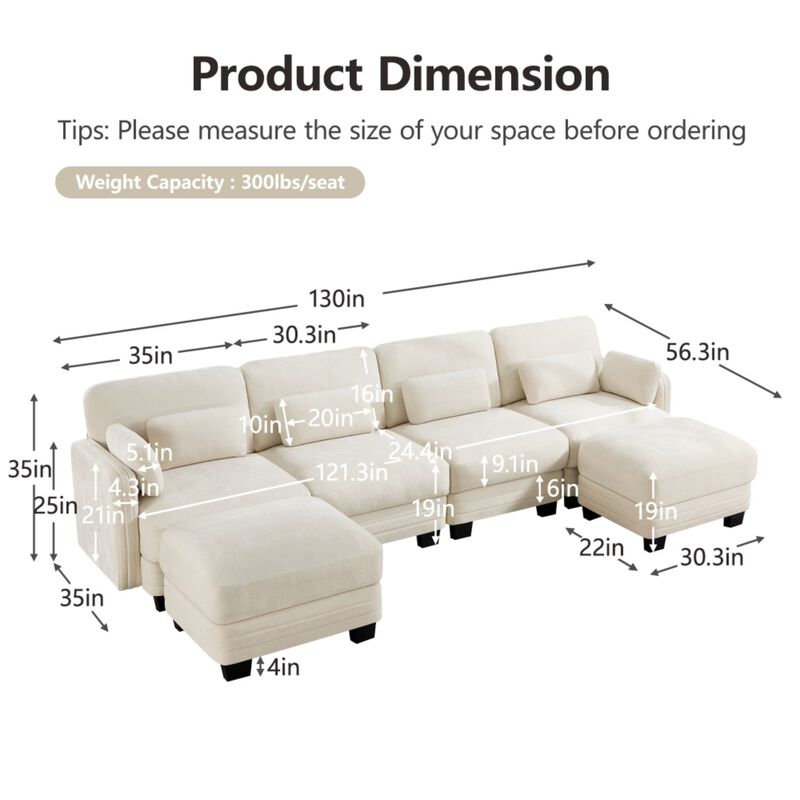 Dresok Chenille U-Shaped Modular Sectional Sofa image number 9