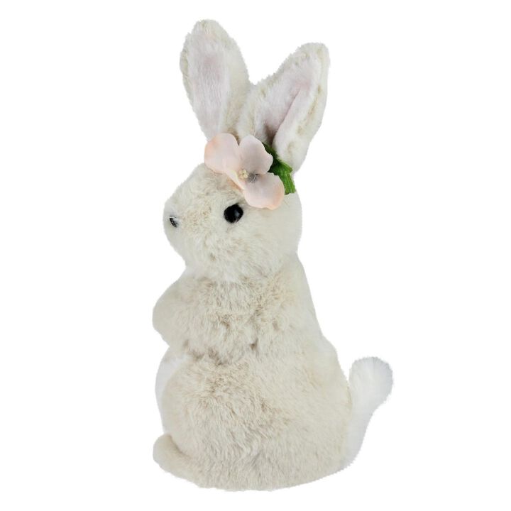 11.5” Beige Plush Standing Easter Bunny Rabbit Girl Spring Tabletop Figurine