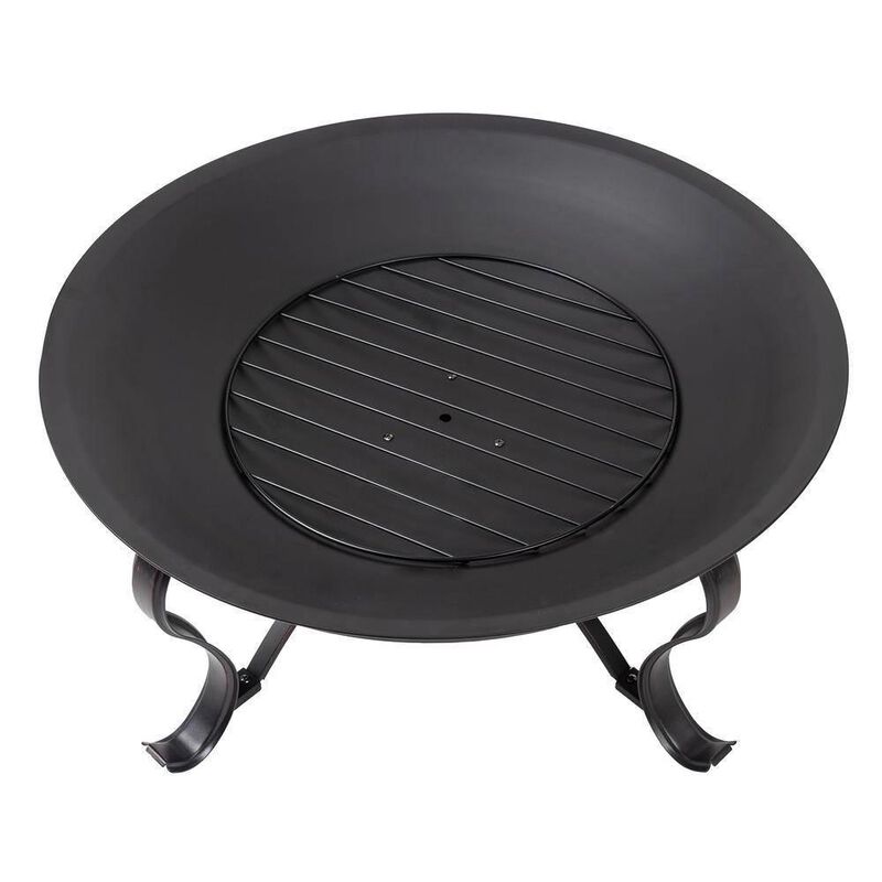 Hivvago 30-inch Round Steel Outdoor Fire Pit with Mesh Cover and Poker in Bronze