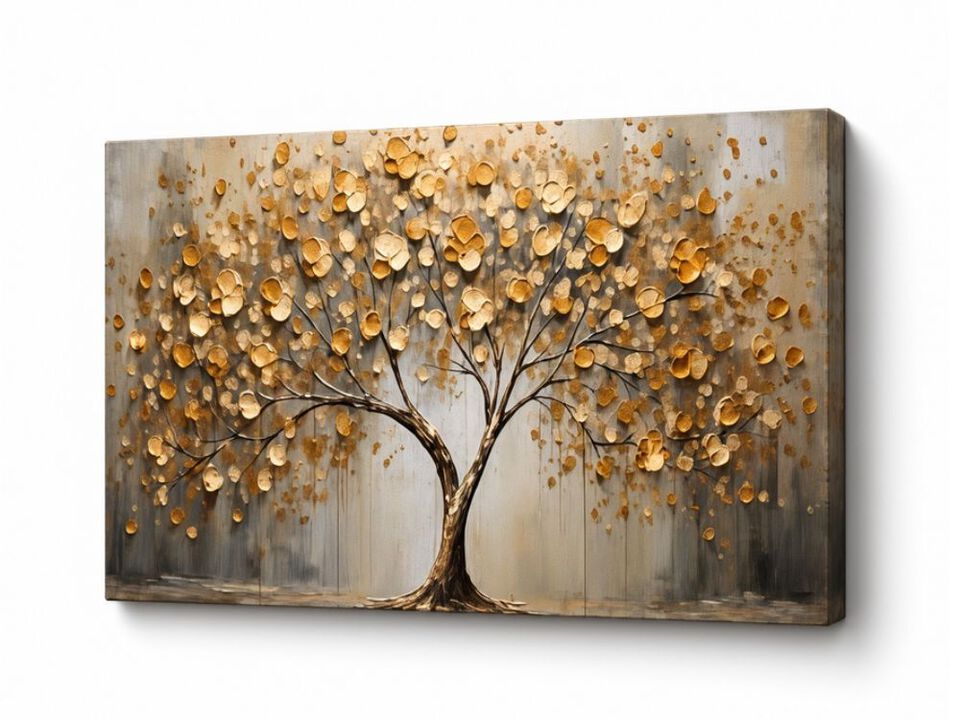 Gold Tree Wall Art Living Room Large Abstract Canvas Office Modern Bedroom Decor