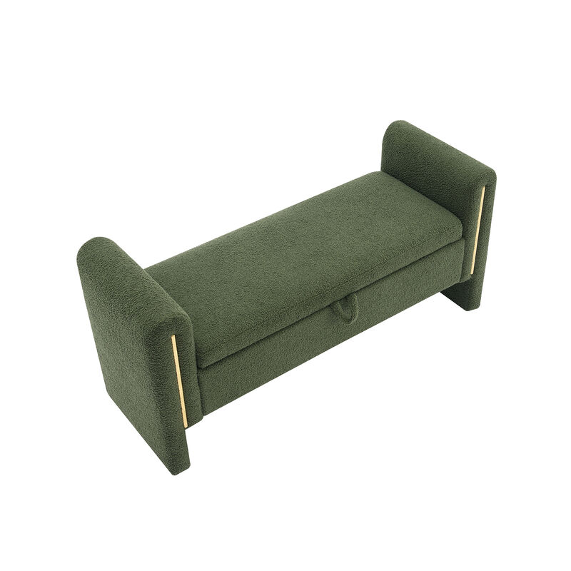 Merax Modern Teddy Bench with Arms and Storage