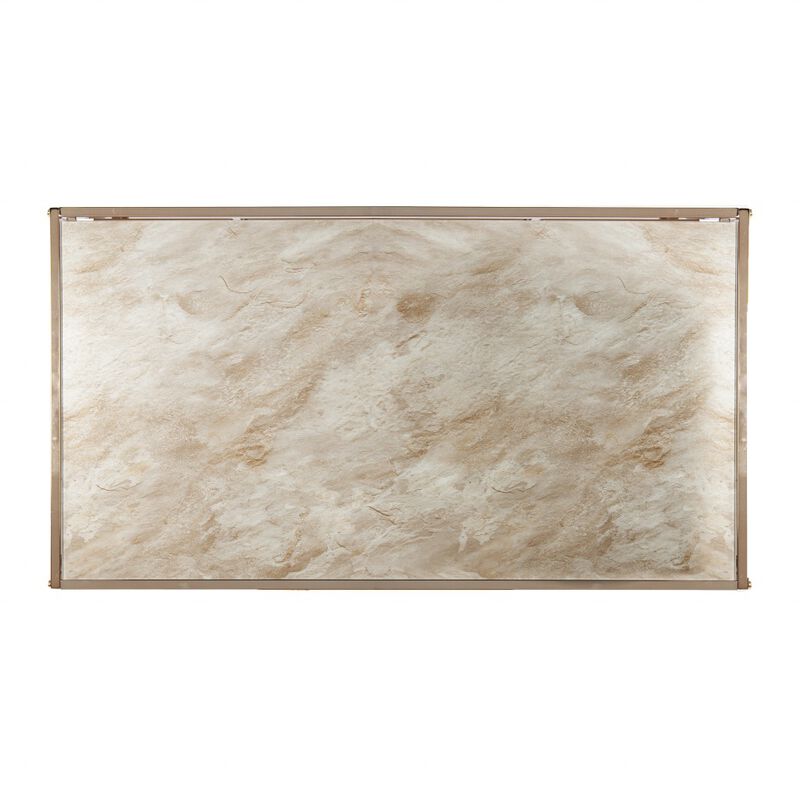 Hivvago 44 Inch  Champagne Glass And Metal Rectangular Coffee Table