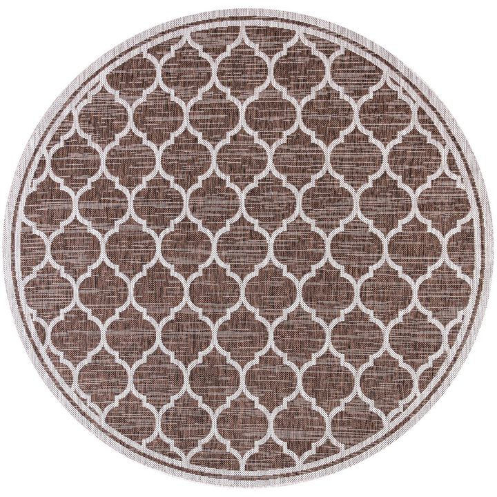 Trebol Moroccan Trellis Textured Weave Round Indoor/Outdoor Area Rug