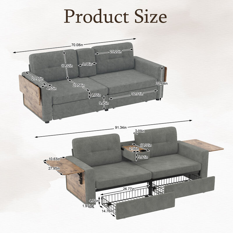 Pismeg  Pull-Out Storage Drawers Loveseat image number 7