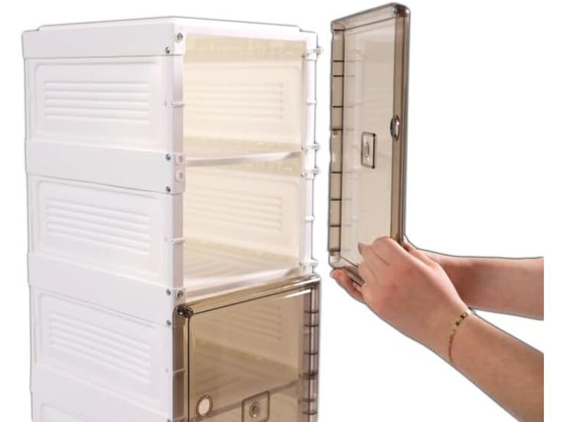 Entryway Shoe Rack Closet Storage 4 Collapsible Stackable Shelves image number 1