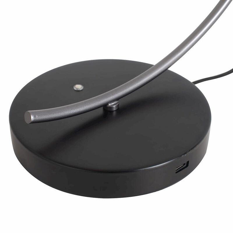 NOVA OF CALIFORNIA Roswell Table Lamp - Matte Black & Gunmetal Finish, White Linen Shade