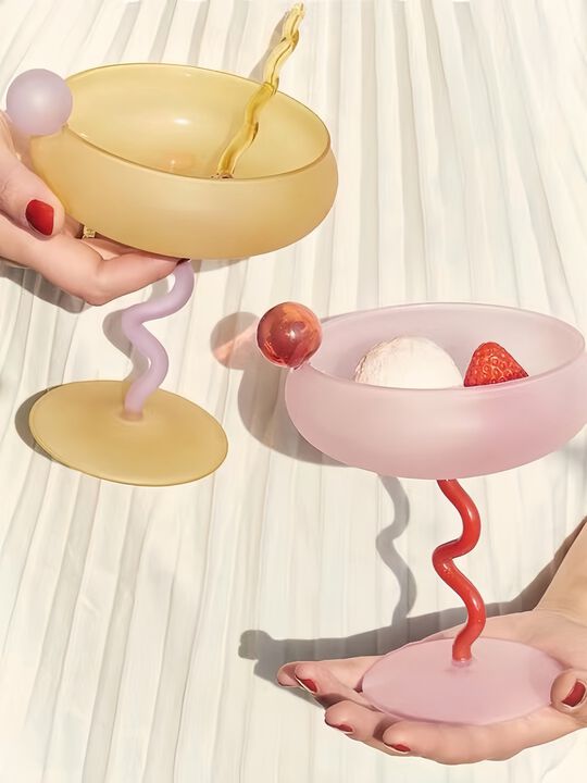 Jelly Bean Cocktail Coupe, Handblown Whimsical Wine Glasses