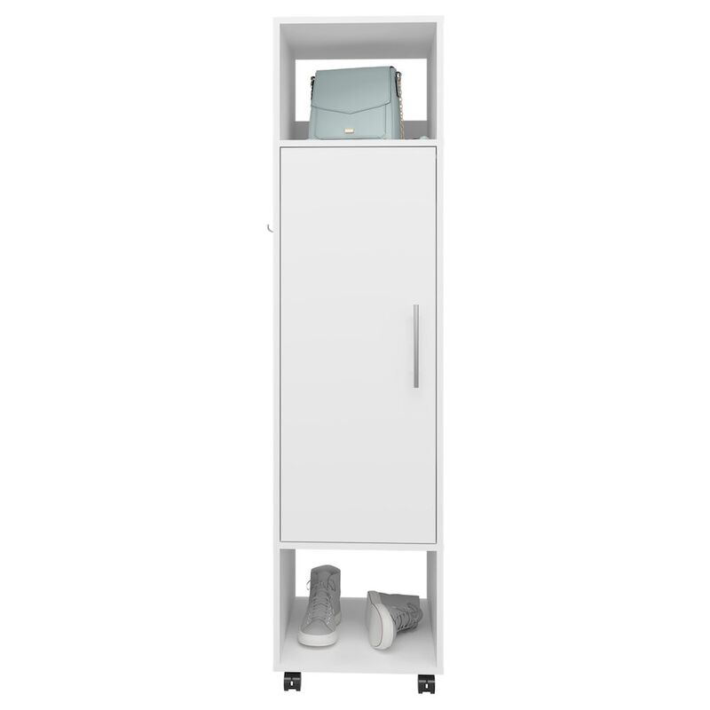 Ambler Armoire with 1 Door, 3 Shelves, and Full-Length Mirror, White