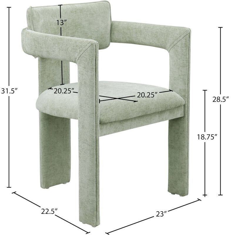 Meridian Furniture Brenda Mint Chenille Fabric Dining Chair, Set of 2