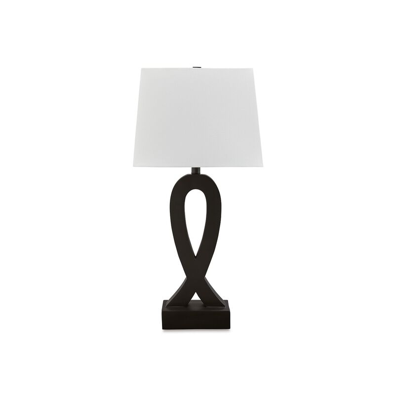29 Inch Table Lamp Set of 2, Black Sculptural Solid Base, Empire Hardback - Benzara