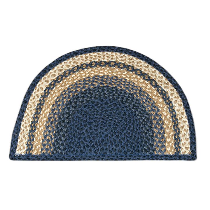 Earth Rugs Sc-79 Lt Blue Dk Blue Mustard Small Rug Slice 18 X 29