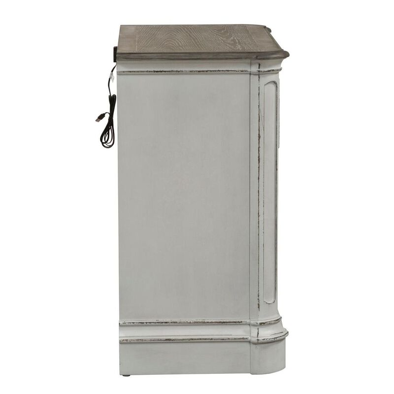 Liberty Furniture Magnolia Manor 3 Drawer Bedside Chest w/ Charging Station in Antique White image number 2
