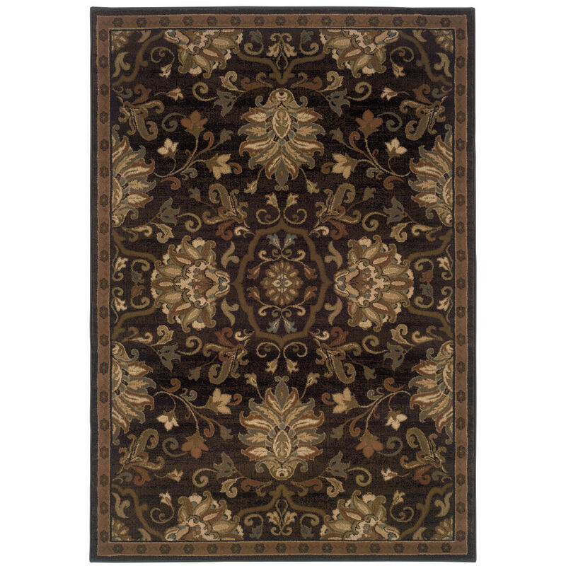 2 X 3 Brown Beige Blue And Red Oriental Power Loom Stain Resistant Area Rug image number 0