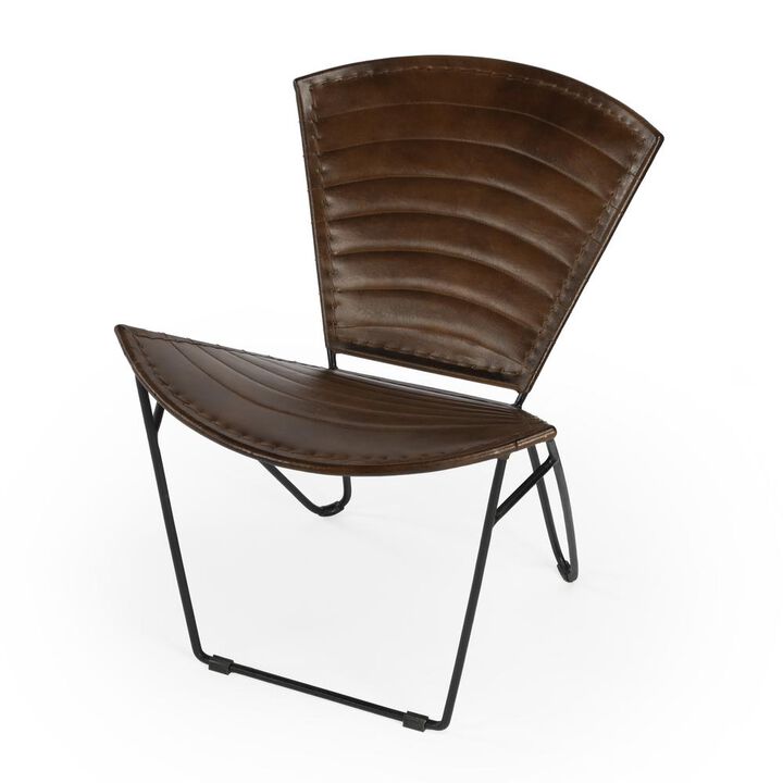 Curved Iron & Leather Accent Chair, Belen Kox