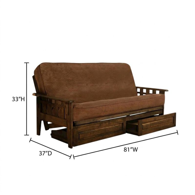 Tucson Frame-Rustic Walnut Finish-Marmont Mocha Mattress-Storage Drawers image number 5