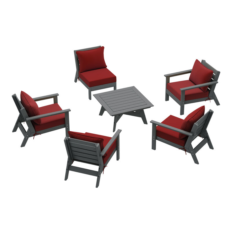 WestinTrends Outdoor 6-Piece Modular Sectional Patio Furniture Sofa Set